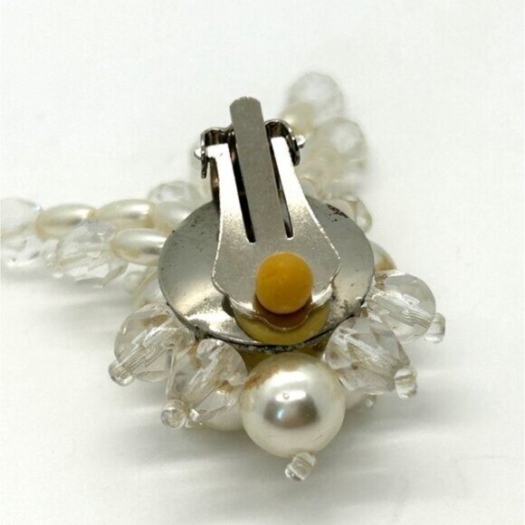 Vintage Clip-On Earrings Faux Pearls & Beaded Bridal Prom Formal Jewelry - Picture 8 of 16